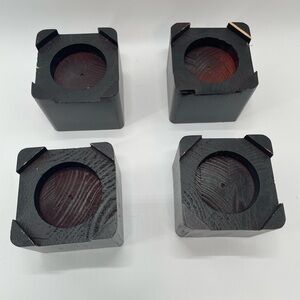 Set of Four Dark Brown Solid Wood Bed Lifters